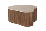 Salontafel 'Paul' 83 cm Mango hout met Travetin Beige