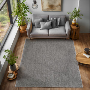 Loom 4300 Gray/Grijs Laagpolig Duurzaam Geweven Vloerkleed Effen Binnen/Buiten Tapijt