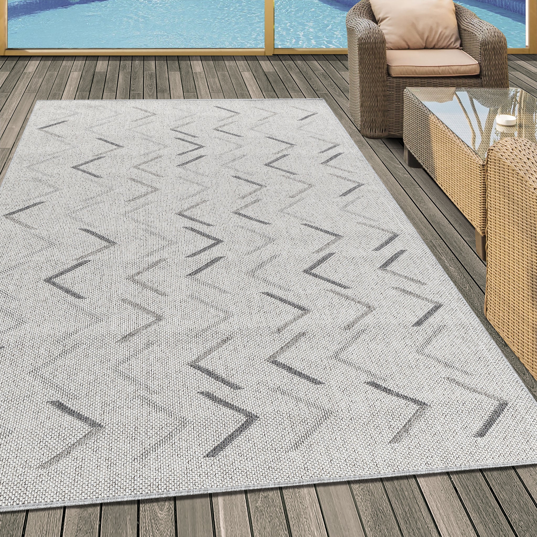 Moonay Belano Buiten Vloerkleed Creme/Cream – Waterbestendig Tuinkleed – Weerbestendig Buitenkleed – UV-bestendig – Balkonkleed – Terras Tapijt – 7mm Laagpolig – Onderhoudsvriendelijk
