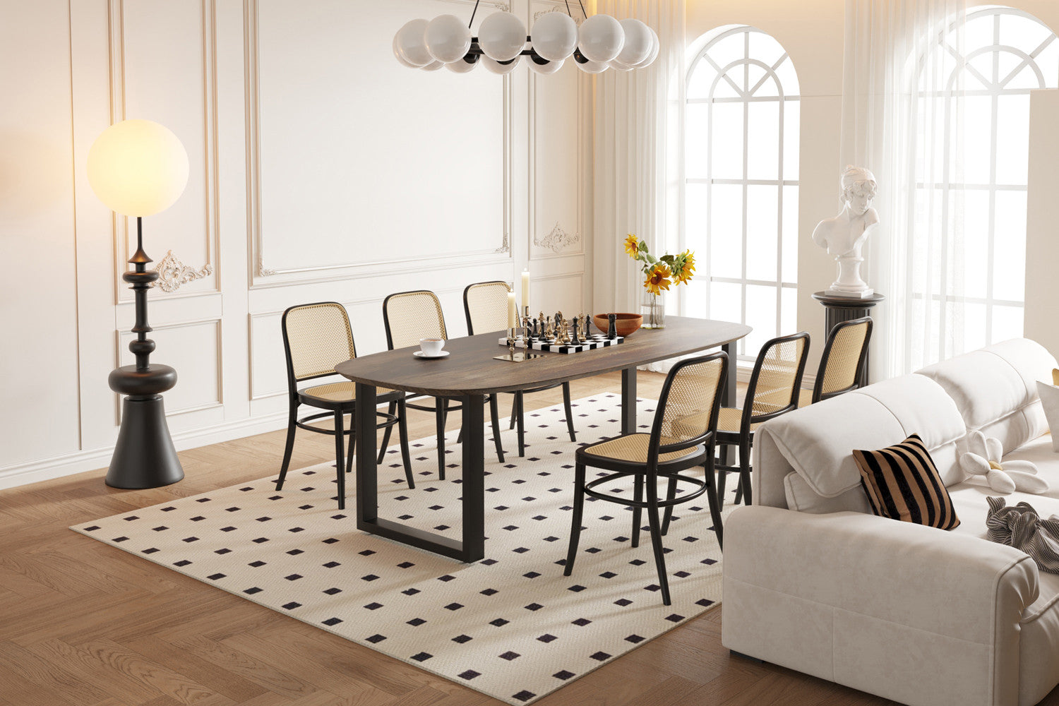 Tafel 'Tommy' 220x100 cm Deens Ovaal U-Poot Mango hout Tabaco