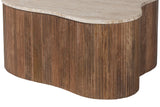 Salontafel 'Paul' 83 cm Mango hout met Travetin Beige