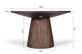 Tafel 'Tommy' 130 cm Rond Mango hout Bruin