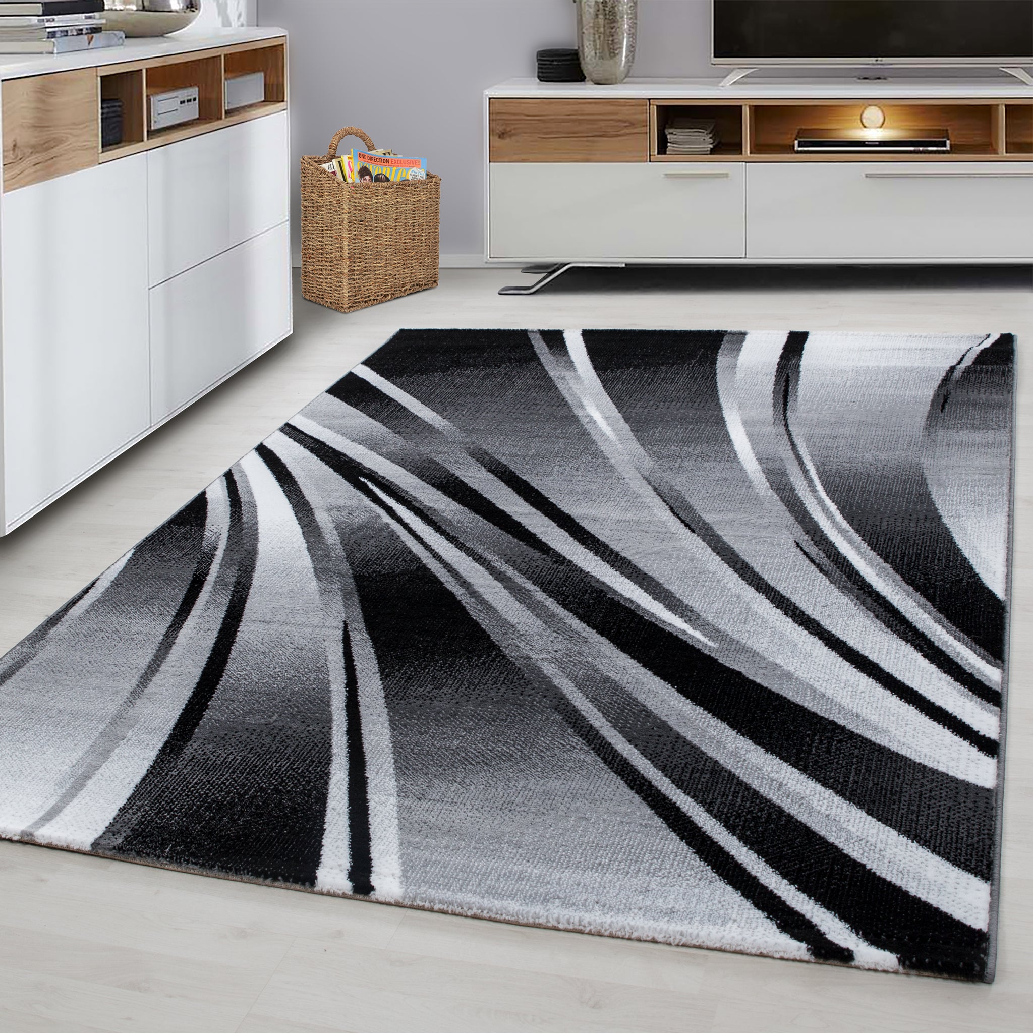 Parma Black/Zwart Vloerkleed Laagpolig Tapijt