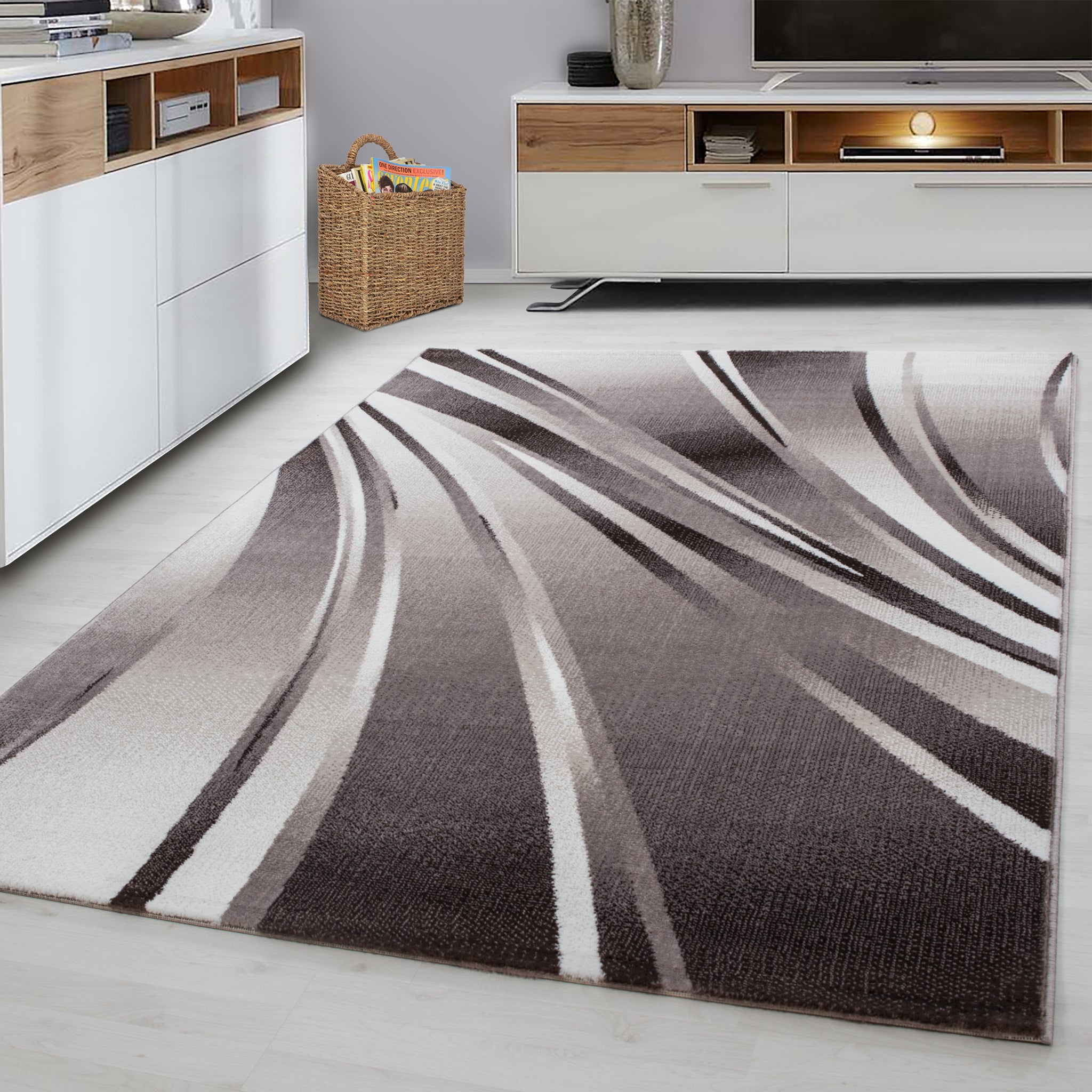 Parma Brown/Bruin Vloerkleed Laagpolig Tapijt