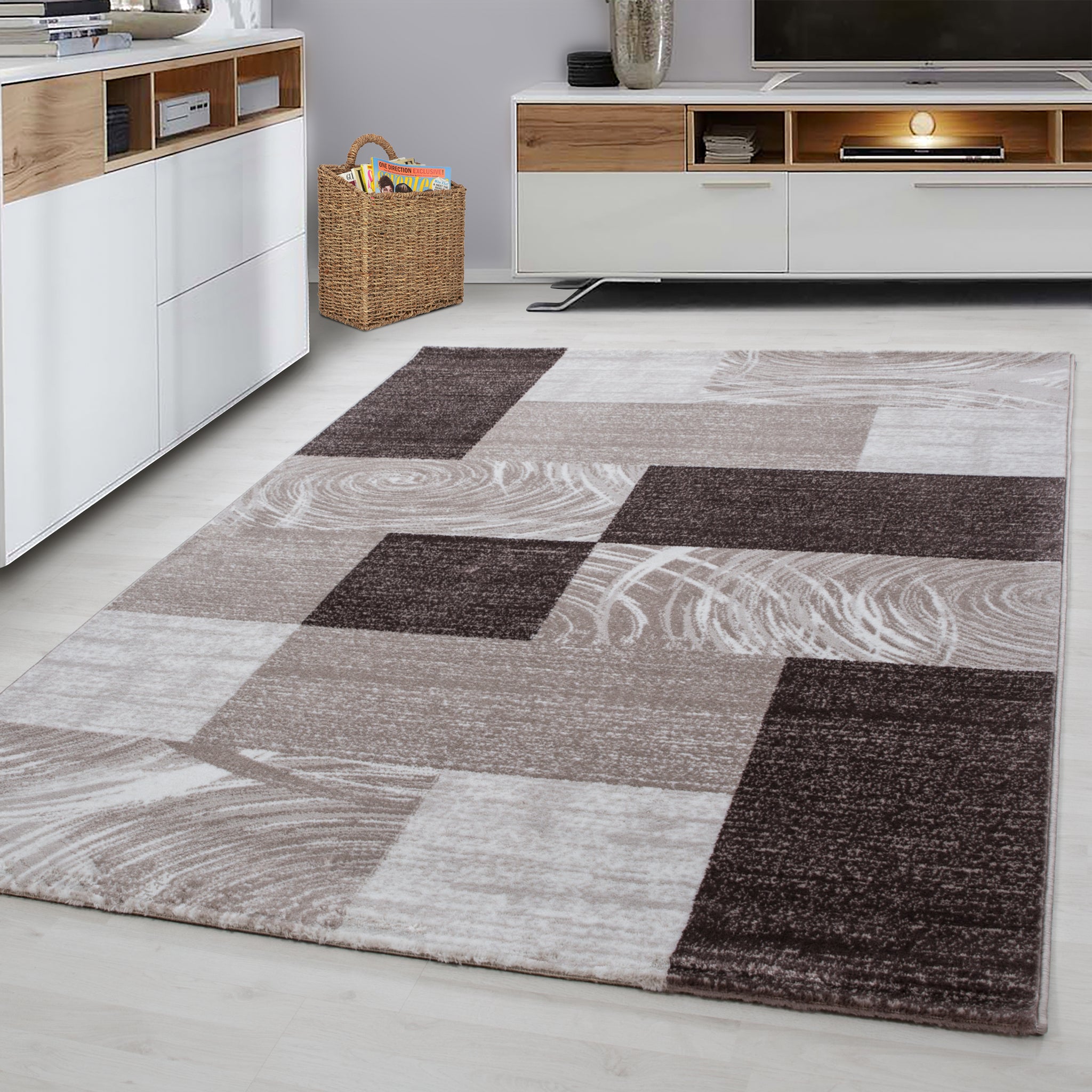 Parma Brown/Bruin Vloerkleed Laagpolig Tapijt