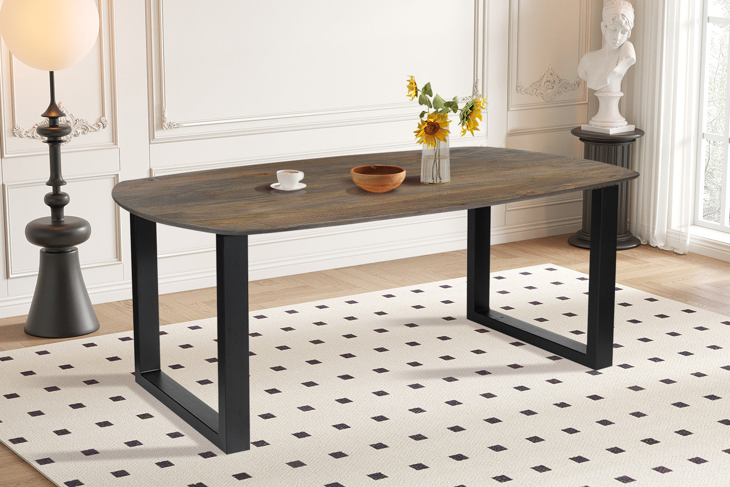 Tafel 'Tommy' 220x100 cm Deens Ovaal U-Poot Mango hout Tabaco