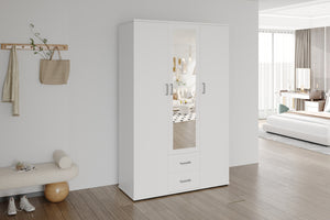 Kledingkast 'Marc' 3 deuren met spiegel Wit