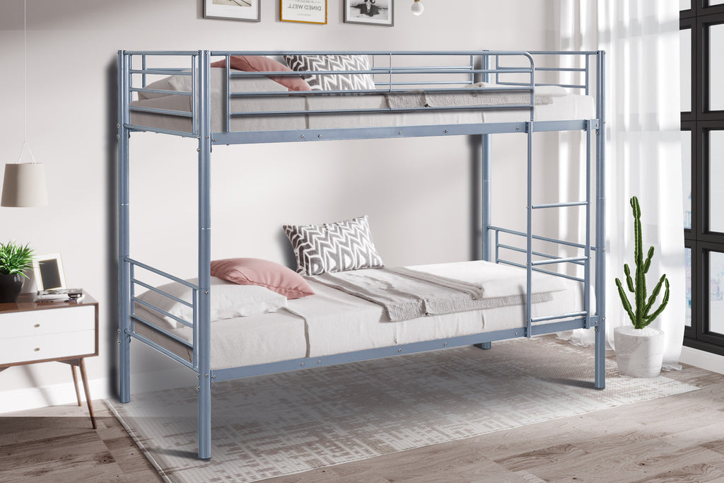 Stapelbed 'Sammy' 90x200 Splitsbaar Metaal Lichtgrijs