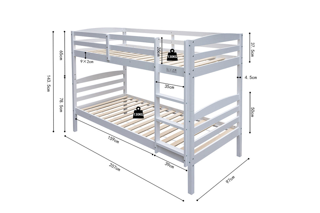 Stapelbed 'Roy' 90x200 Splitsbaar Wit