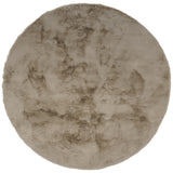 Rond fluffy vloerkleed licht taupe – sfeerfoto in interieur rond